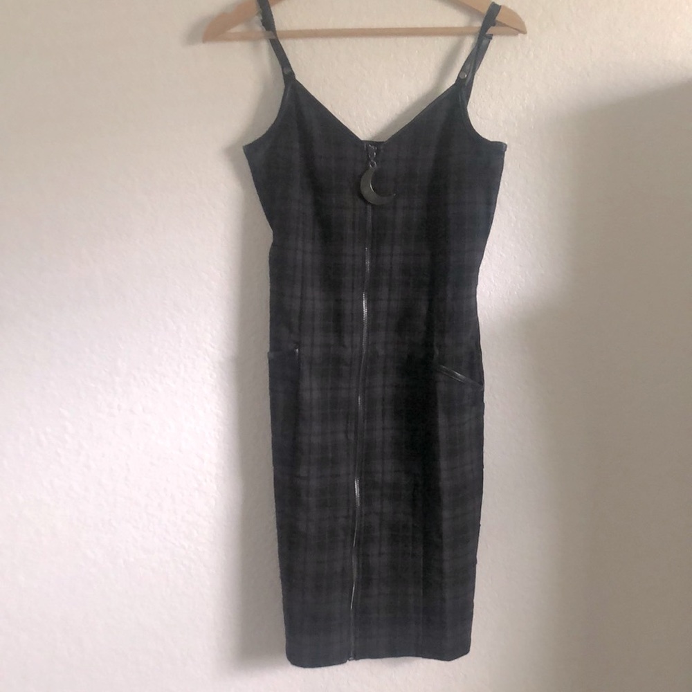 Killstar dark gray plaid wiggle dress.